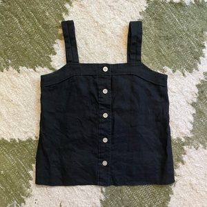 Everlane Linen Picnic Top — Black, Size 0